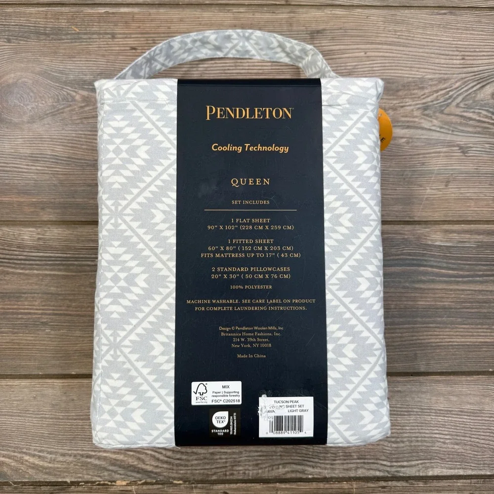 Pendleton Queen Sheet‎ Set Light Gray Tucson Peak Cooling Technology New